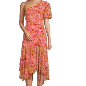 NWT Astr The Label Santorini Floral One Shoulder Midi Dress